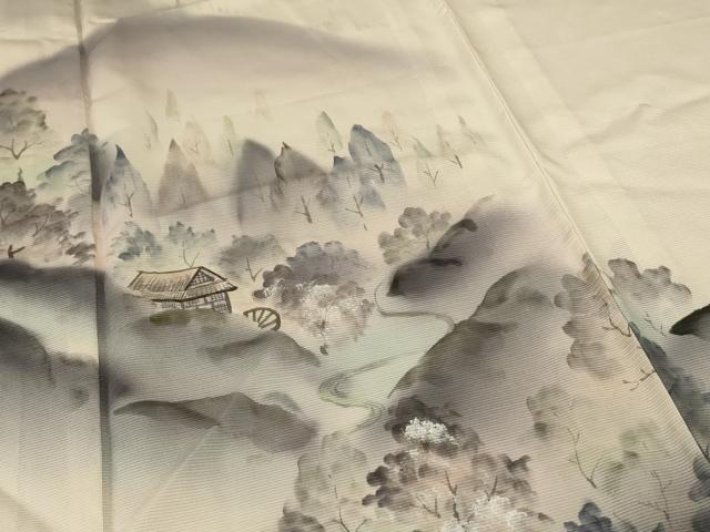 平和屋着物＊夏物 訪問着 絽 風景文 暈し染め 正絹 逸品 AABF1652jd