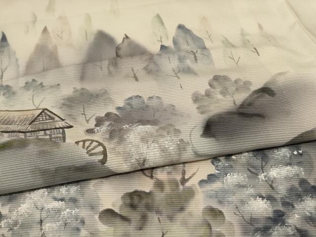 平和屋着物＊夏物 訪問着 絽 風景文 暈し染め 正絹 逸品 AABF1652jd