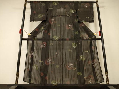 平和屋着物＊夏物 小紋 紗 花鼓文 金銀彩 正絹 逸品 AABF1653jd