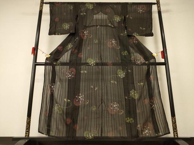 平和屋着物＊夏物 小紋 紗 花鼓文 金銀彩 正絹 逸品 AABF1653jd