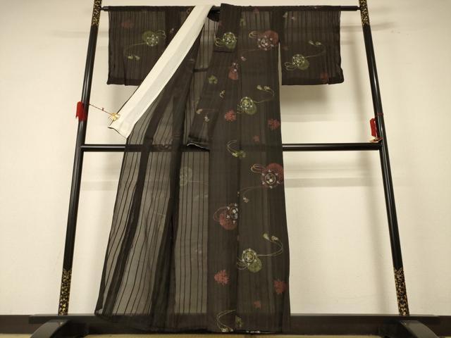 平和屋着物＊夏物 小紋 紗 花鼓文 金銀彩 正絹 逸品 AABF1653jd