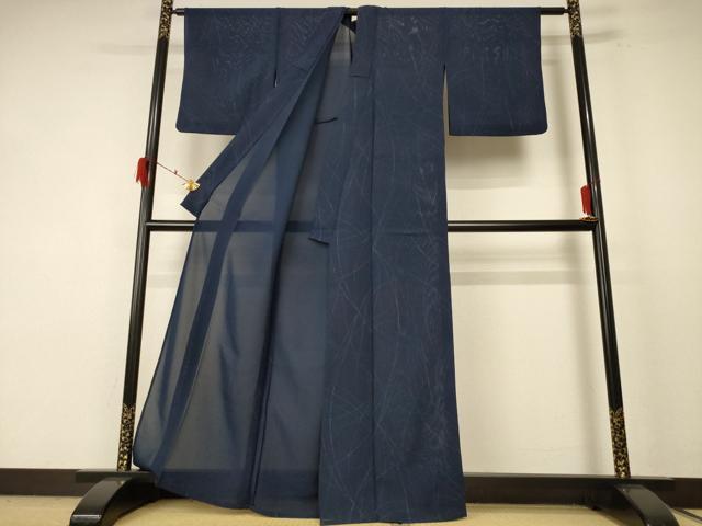 平和屋着物＊夏物 小紋 絽 幾何学文様 正絹 逸品 AABF1654jd