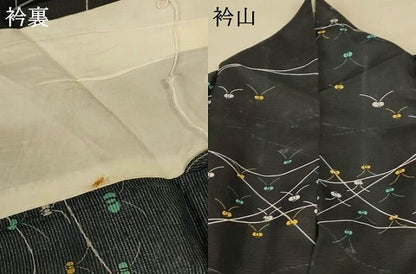 平和屋着物＊夏物 小紋 絽 舞花文 洗える着物 AABF1655jd