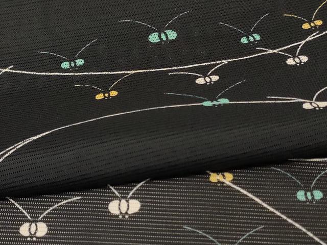 平和屋着物＊夏物 小紋 絽 舞花文 洗える着物 AABF1655jd