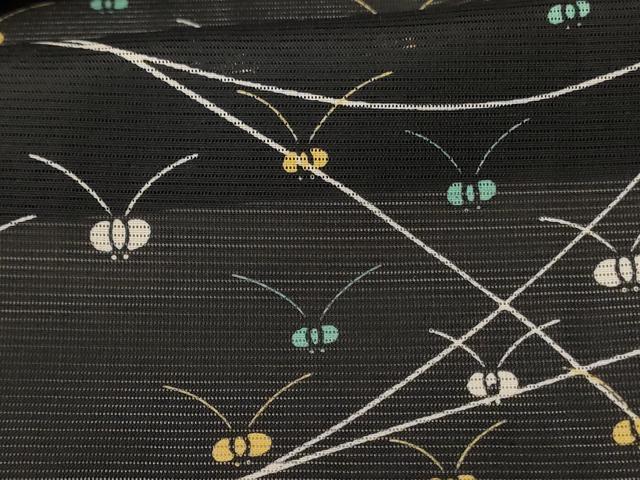平和屋着物＊夏物 小紋 絽 舞花文 洗える着物 AABF1655jd