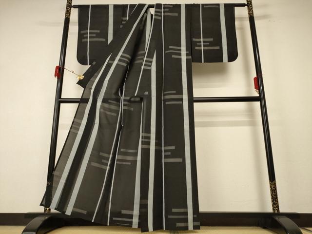 平和屋着物＊夏物 紗紬 縞 正絹 逸品 AABF1657jd