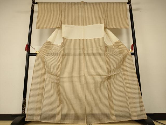平和屋着物＊夏物 本場琉球絣 夏琉球 縞 正絹 逸品 AABF1658jd