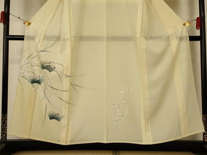 平和屋着物＊夏物 訪問着 絽 手描き 地紙草花文 正絹 逸品 AABF1662jd
