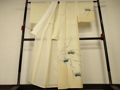平和屋着物＊夏物 訪問着 絽 手描き 地紙草花文 正絹 逸品 AABF1662jd
