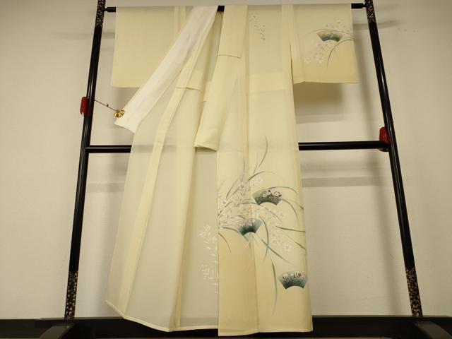 平和屋着物＊夏物 訪問着 絽 手描き 地紙草花文 正絹 逸品 AABF1662jd