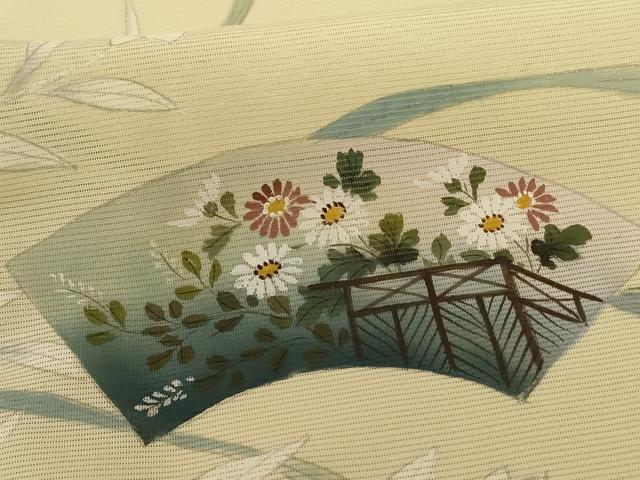 平和屋着物＊夏物 訪問着 絽 手描き 地紙草花文 正絹 逸品 AABF1662jd