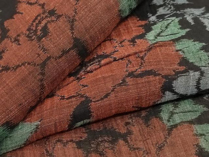 平和屋着物＊夏物　小千谷ちぢみ　草花文　麻　逸品　AABF1666jd