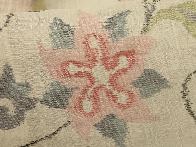 平和屋着物＊夏物 小千谷ちぢみ 花唐草文 麻 逸品 AABF1668jd