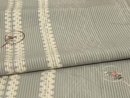 平和屋着物＊夏物 訪問着 縦絽 刺繍 団扇花文 正絹 逸品 AABF1673jd
