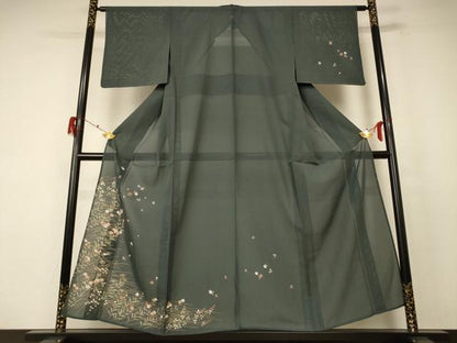 平和屋着物＊夏物 訪問着 絽 草花文 金彩 正絹 逸品 AABF1675jd