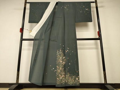 平和屋着物＊夏物 訪問着 絽 草花文 金彩 正絹 逸品 AABF1675jd