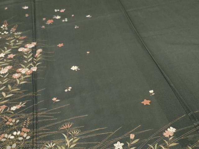 平和屋着物＊夏物 訪問着 絽 草花文 金彩 正絹 逸品 AABF1675jd
