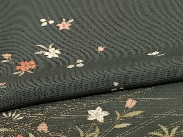 平和屋着物＊夏物 訪問着 絽 草花文 金彩 正絹 逸品 AABF1675jd