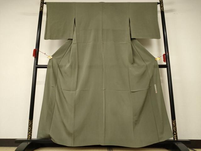 平和屋着物＊夏物　色無地　紗　作家物　柿湯染　鶸茶色　正絹　逸品　AABF1677jd