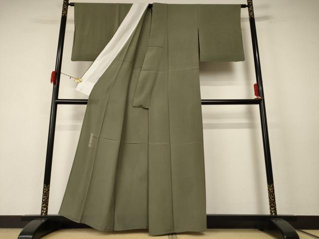平和屋着物＊夏物　色無地　紗　作家物　柿湯染　鶸茶色　正絹　逸品　AABF1677jd