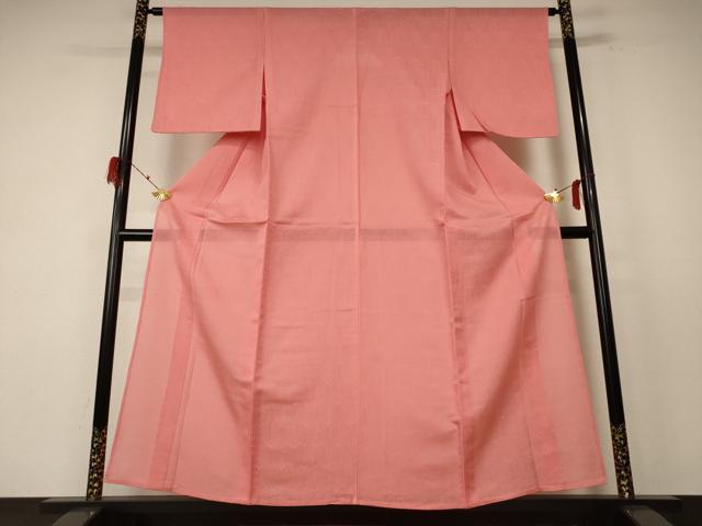 平和屋着物＊夏物 色無地 紗 珊瑚朱色 正絹 逸品 AABF1680jd