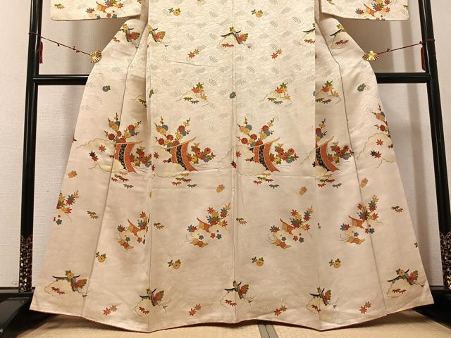 平和屋着物■上質な小紋 几帳草花文 金彩 金通し地 さが美扱い 正絹 逸品 AABF1697ph