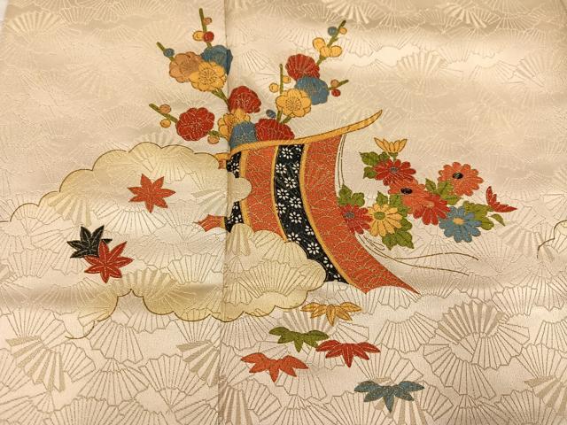 平和屋着物■上質な小紋 几帳草花文 金彩 金通し地 さが美扱い 正絹 逸品 AABF1697ph