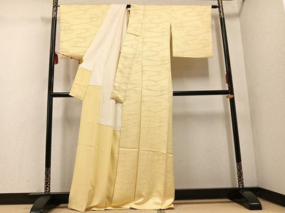 平和屋着物■上質な色無地 流水地紋 蒸し栗色 正絹 逸品 AABF1699ph