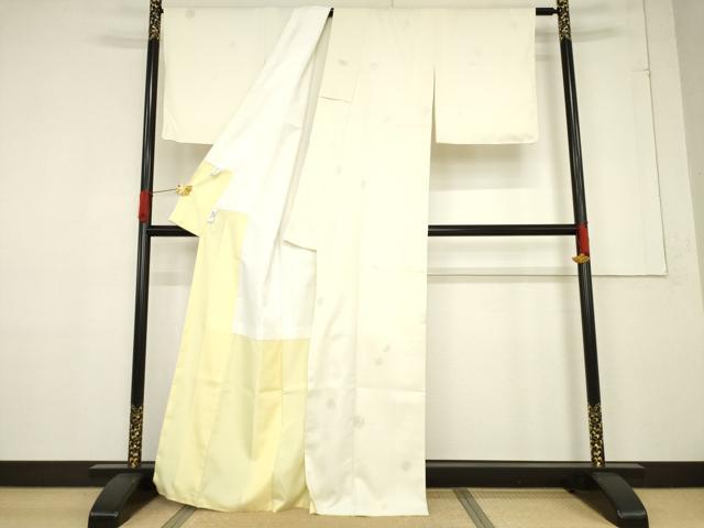 平和屋着物●小紋　舞花文　銀彩　やまと誂製　洗える着物　未使用　AABF1761ck