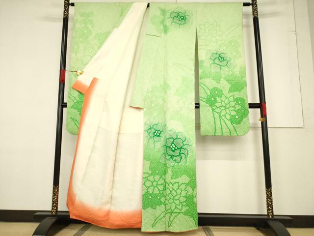 平和屋着物●豪華振袖　総絞り　舞花文　正絹　逸品　AABF1763ck