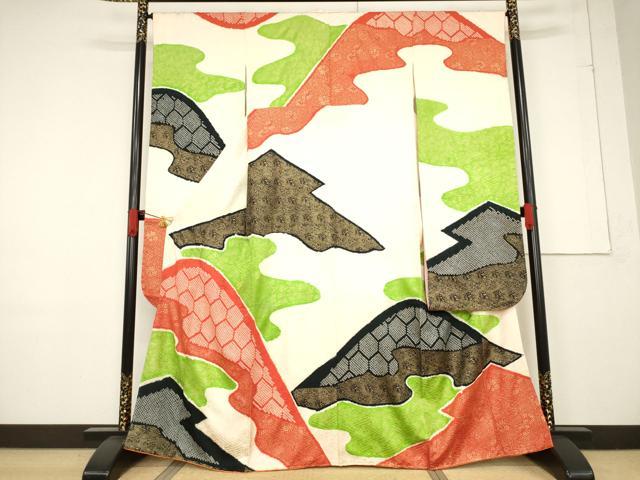 平和屋着物●豪華振袖　絞り　遠山文　金彩　正絹　逸品　未使用　AABF1766ck