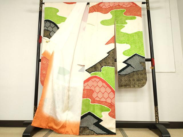 平和屋着物●豪華振袖　絞り　遠山文　金彩　正絹　逸品　未使用　AABF1766ck