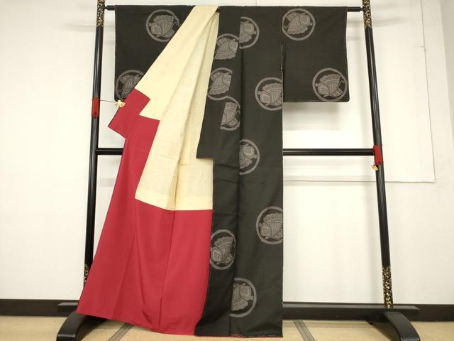 平和屋着物●本場大島紬　舞蝶丸文　一元7マルキ　地空き　正絹　逸品　未使用　AABF1769ck 平和屋着物○本場大島紬 舞蝶丸文 一元7マルキ 地空き 正絹 逸品