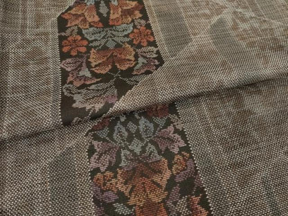 平和屋着物●本場大島紬　カタス9マルキ　草花文　正絹　逸品　AABF1771ck