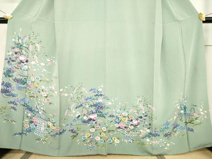 平和屋着物●本加賀友禅作家　染元千紅代表　寺西一紘　色留袖　飾花文　正絹　逸品　AABF1776ck