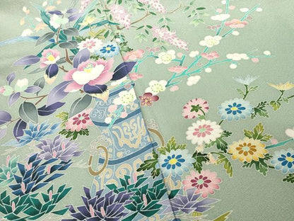 平和屋着物●本加賀友禅作家　染元千紅代表　寺西一紘　色留袖　飾花文　正絹　逸品　AABF1776ck