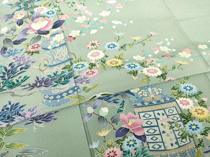 平和屋着物●本加賀友禅作家　染元千紅代表　寺西一紘　色留袖　飾花文　正絹　逸品　AABF1776ck