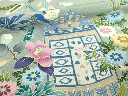 平和屋着物●本加賀友禅作家　染元千紅代表　寺西一紘　色留袖　飾花文　正絹　逸品　AABF1776ck