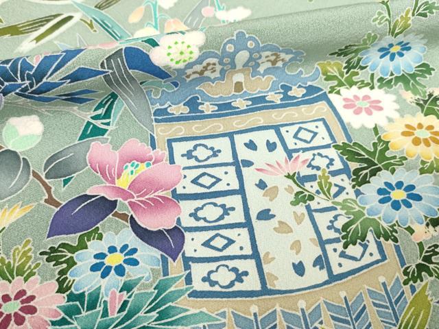 平和屋着物●本加賀友禅作家　染元千紅代表　寺西一紘　色留袖　飾花文　正絹　逸品　AABF1776ck