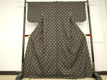 平和屋着物●本場大島紬　一元7マルキ　七宝文　正絹　逸品　未使用　AABF1777ck