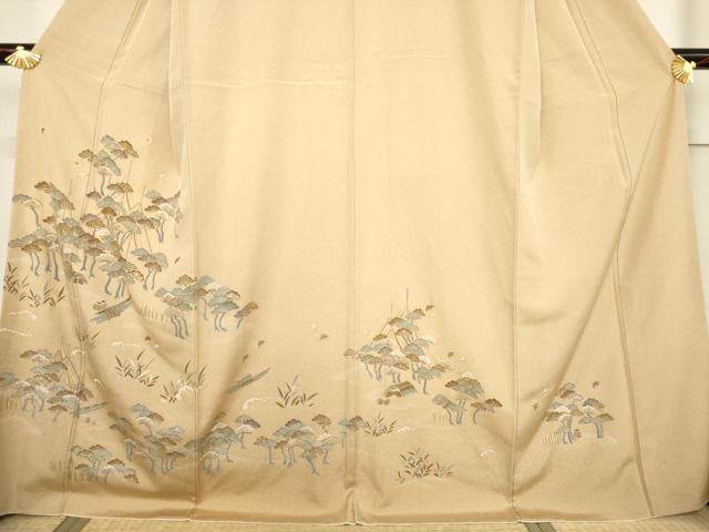 平和屋着物●訪問着　風景松文　千鳥　金彩　正絹　逸品　AABF1781ck
