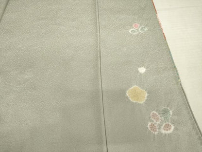 平和屋着物●訪問着　絞り　刺繍　地紙花文　松　金彩　ロング丈　正絹　逸品　AABF1783ck