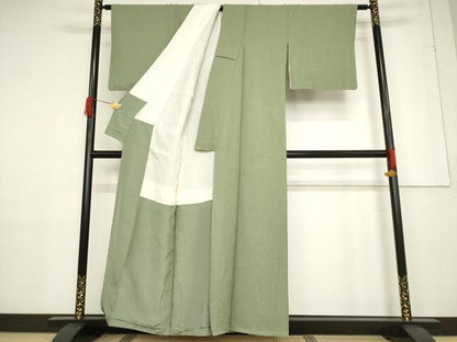 平和屋着物●上質な色無地　麹塵色　正絹　逸品　AABF1784ck