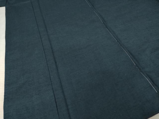 平和屋着物●男性 久能紬 アンサンブル 藍鉄色 証紙付き 正絹 逸品 未使用 AABF1787ck