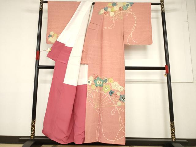 平和屋着物●セミアンティーク　訪問着　駒刺繍　扇面花文　金彩　正絹　逸品　AABF1788ck 平和屋着物○セミアンティーク 訪問着 駒刺繍 扇面花文 金彩 正絹 逸品