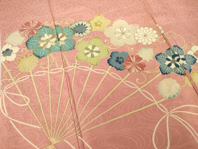 平和屋着物●セミアンティーク　訪問着　駒刺繍　扇面花文　金彩　正絹　逸品　AABF1788ck 平和屋着物○セミアンティーク 訪問着 駒刺繍 扇面花文 金彩 正絹 逸品