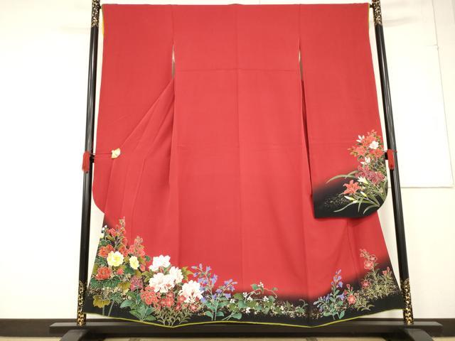 平和屋着物●豪華振袖　草花文　暈し染め　正絹　逸品　AABF1791ck