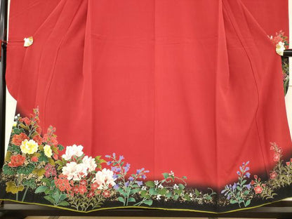 平和屋着物●豪華振袖　草花文　暈し染め　正絹　逸品　AABF1791ck