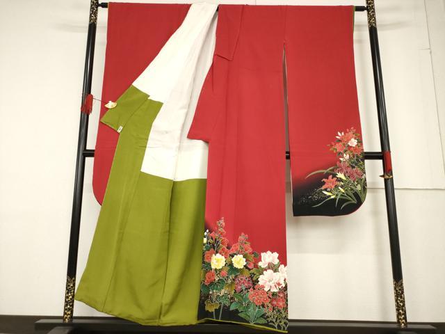 平和屋着物●豪華振袖　草花文　暈し染め　正絹　逸品　AABF1791ck