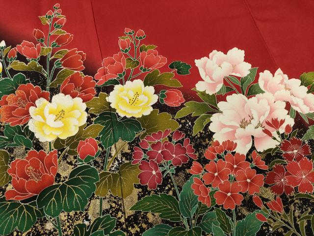 平和屋着物●豪華振袖　草花文　暈し染め　正絹　逸品　AABF1791ck